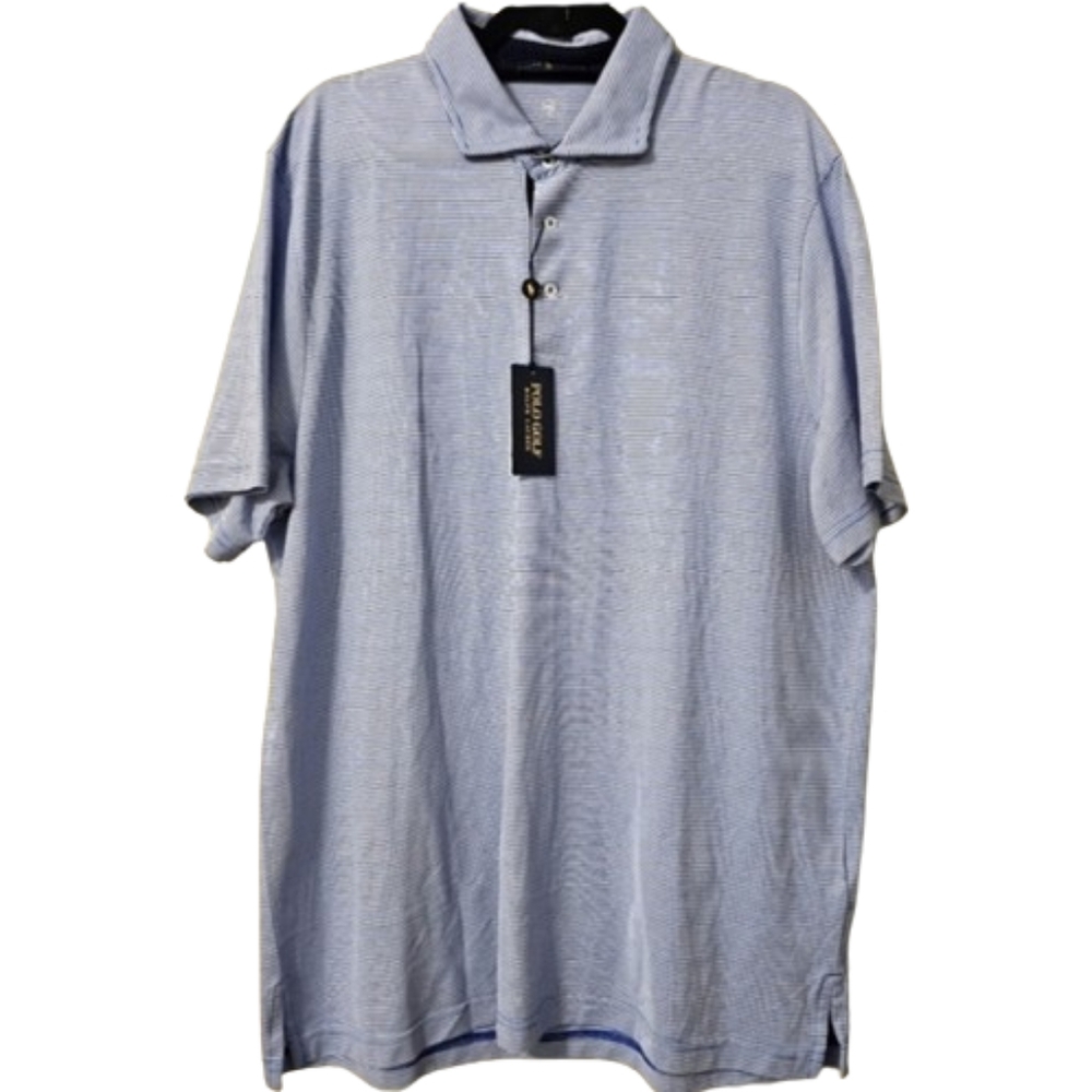 Polo Golf Ralph Lauren Torrey Pines Performance Wicking Stripped Golf Polo Blue